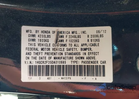 2013 Honda Accord Lx from USA, damaged, VIN 1HGCR2F35DA010685